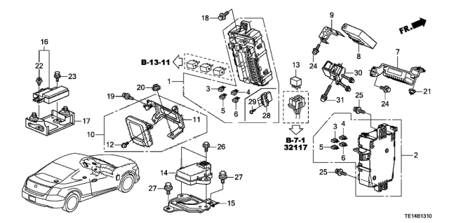 2012 Honda Accord Box Assembly, Driver Fuse Diagram for 38200-TE0-A12