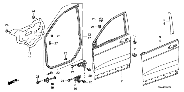 2007 Honda CR-V Front Door Panels Diagram