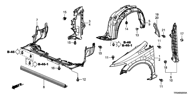 2012 Honda Civic 4 Door GX (NAVIGATION) KA 5AT Front Fenders Diagram