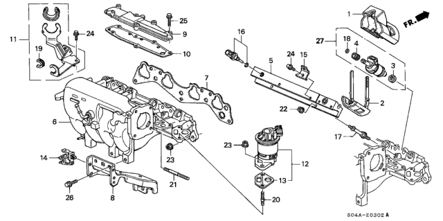 1998 Honda Civic Manifold, Intake Diagram for 17100-PDN-A00