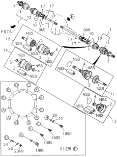 1996 Honda Passport Joint Assembly, Front Driveshaft (Outboard) Diagram for 8-97131-395-0