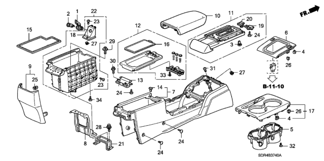 2007 Honda Accord Hybrid Console Diagram