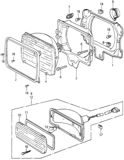 1983 Honda Civic Headlight - Front Combination Light Diagram