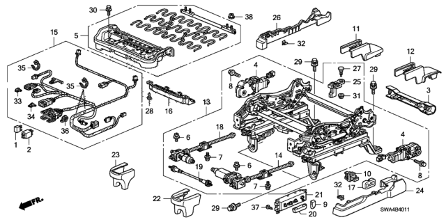 2010 Honda CR-V Front Seat Components (Driver Side) (Power Seat) Diagram