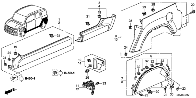 2011 Honda Element Garnish Assy., R. RR. Side Sill *NH533* (BUMPER DARK GRAY) Diagram for 71900-SCV-A50ZA