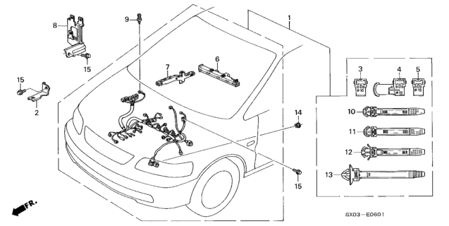 1998 Honda Odyssey 5 Door LX (6 SEATS) KA 4AT Engine Wire Harness (2.3L) Diagram