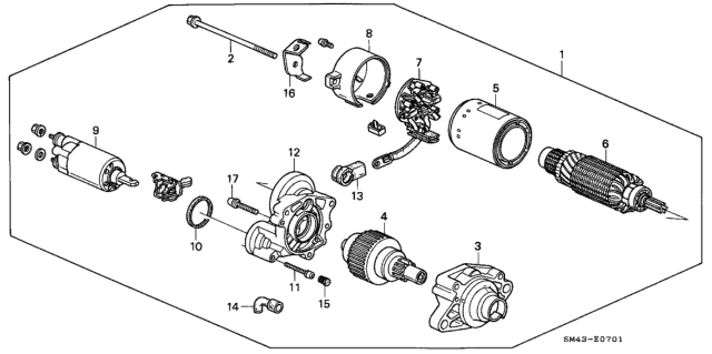 1993 Honda Accord 4 Door EX KA 5MT Starter Motor (Mitsuba) Diagram