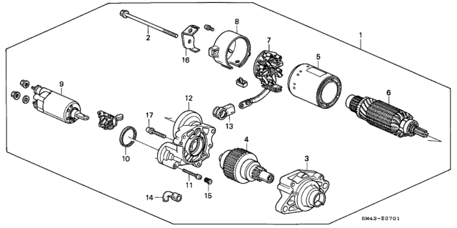 1992 Honda Accord Starter Motor (Mitsuba) Diagram