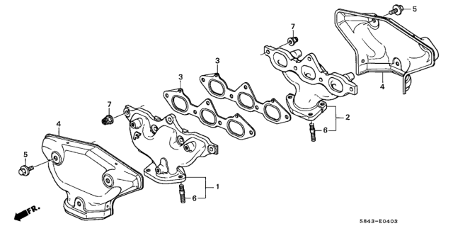 1998 Honda Accord Exhaust Manifold (V6) Diagram