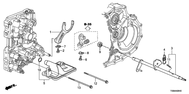 2013 Honda Civic AT Shift Fork Diagram