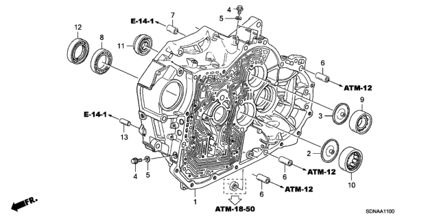 2007 Honda Accord Case, Torque Converter Diagram for 21111-RDG-020