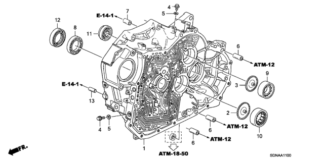 2007 Honda Accord AT Torque Converter Case (V6) Diagram