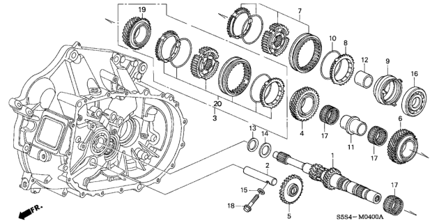 2002 Honda Civic Gear Set, Third Diagram for 23444-PPT-315