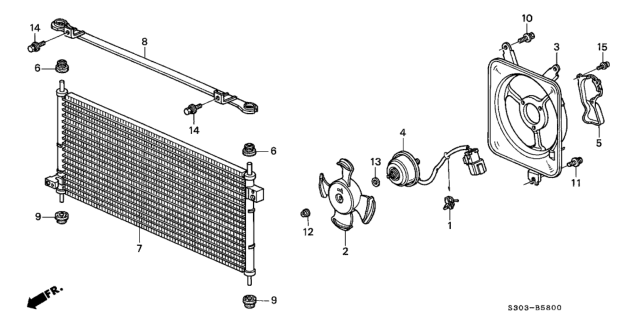 1998 Honda Prelude Condenser Diagram for 80110-S30-003