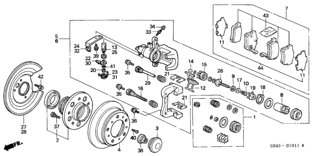 1999 Honda Accord Rear Brake (Disk) Diagram