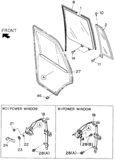 1995 Honda Passport Regulator, Left Rear Door Window Diagram for 8-97105-000-1