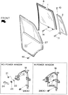 1995 Honda Passport Run, Left Rear Glass Door Diagram for 8-97080-906-2