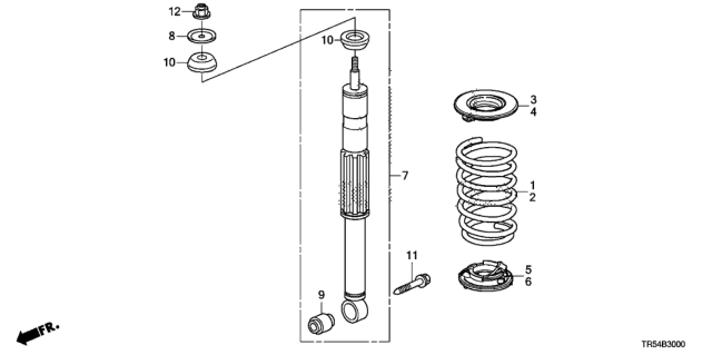 2014 Honda Civic Shock Absorber Assembly, Rear Diagram for 52610-TR5-B03