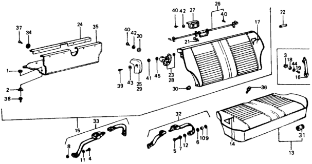 1977 Honda Civic Garnish, R. RR. Back Side Diagram for 78163-671-010