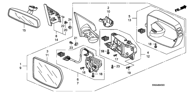 2010 Honda CR-V 5 Door EX-L (2WD) KA 5AT Mirror Diagram
