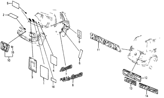 1987 Honda Civic Label, Idle Caution Diagram for 87539-PE1-661