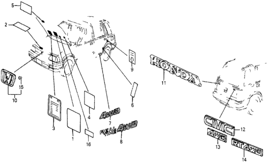 1986 Honda Civic Label, Tubing Diagram for 17277-PE1-832