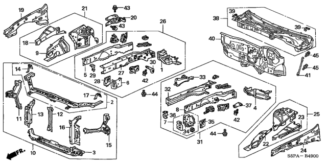 2005 Honda Civic Front Bulkhead Diagram