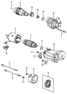 1982 Honda Civic Starter Motor Components (Denso) Diagram