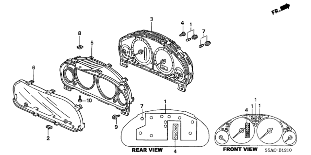 2005 Honda Civic Meter Assembly, Speed & Tacho & Fuel & Temperature (Northland Silver) Diagram for 78120-S5W-A53