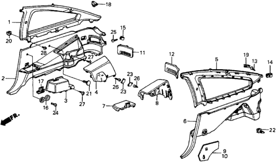 1987 Honda CRX 2 Door HF KH 5MT Interior Lining Diagram