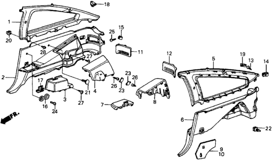 1985 Honda CRX Interior Lining Diagram