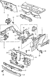 1982 Honda Prelude Body Structure Components Diagram 1