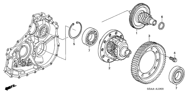 2004 Honda Civic 4 Door GX KA CVT CVT Differential (CVT) Diagram