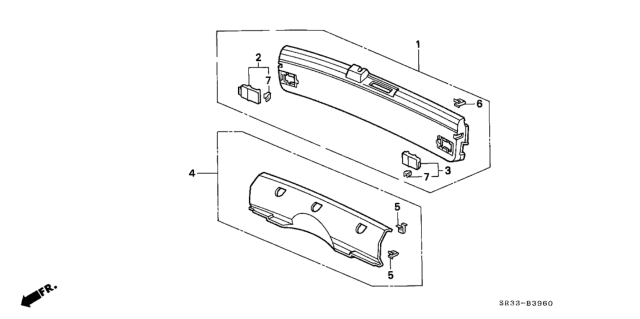 1994 Honda Civic 3 Door SI (ABS) KA 5MT Tailgate Lining Diagram
