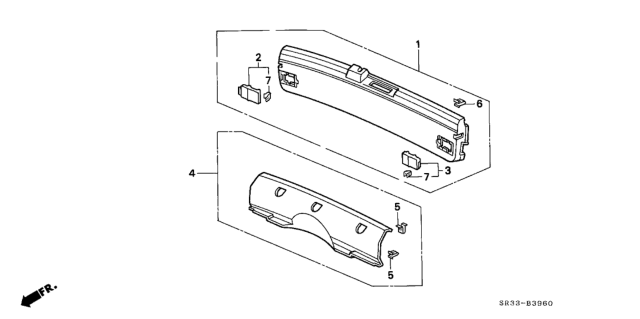 1993 Honda Civic Lid, L. Tailgate (Lower) *B44L* (PALMY BLUE) Diagram for 84491-SR3-003ZA