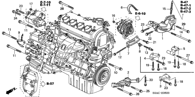 2005 Honda Civic Engine Mounting Bracket Diagram