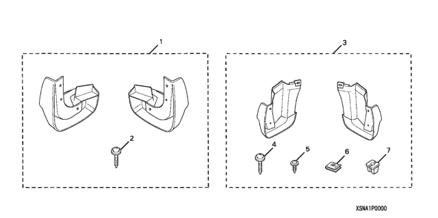 2006 Honda Civic 4 Door EX (NAVIGATION) KA 5MT Splash Guards Diagram