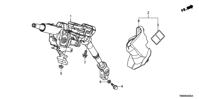 2010 Honda Insight Column Assembly, Steering (Driver Side) Diagram for 53200-TM8-A02
