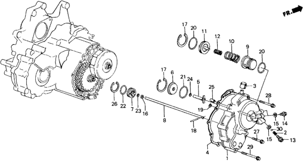 1988 Honda Accord AT Right Side Cover Diagram