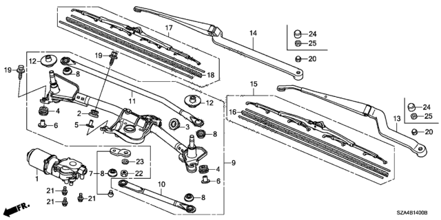 2013 Honda Pilot Blade, Windshield Wiper (525MM) Diagram for 76630-SZA-A01