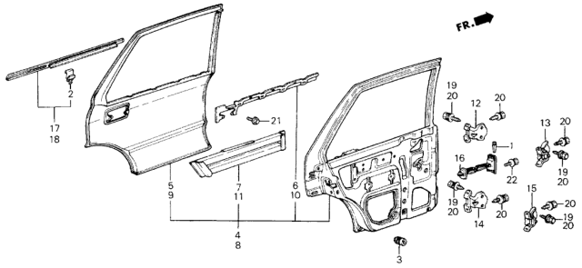 1987 Honda Civic Rear Door Panels Diagram