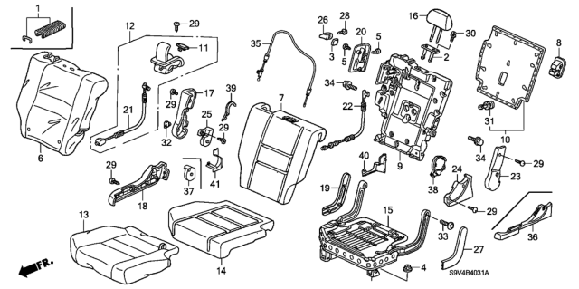 2005 Honda Pilot 5 Door EXL (RES) KA 5AT Middle Seat (Passenger Side) Diagram