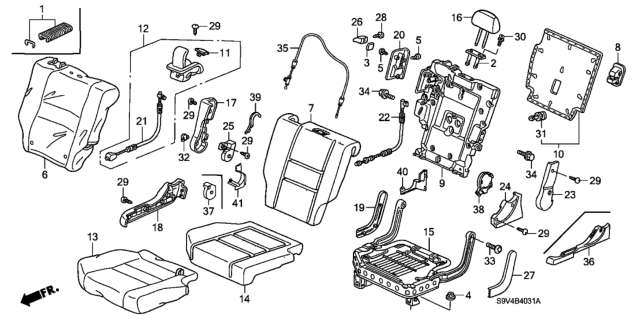 2005 Honda Pilot Cover B, R. Middle Seat Bracket *NH361L* (Lower/Outer) (CF GRAY) Diagram for 81338-S9V-A01ZB