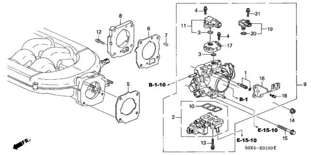 2000 Honda Odyssey Sensor Set, Map Diagram for 37830-P8E-S00