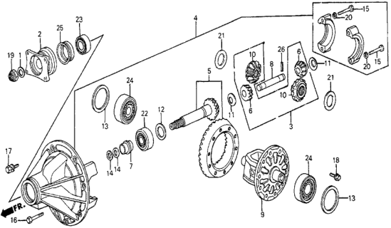 1986 Honda Civic Shaft, Pinion Diagram for 41321-PE6-020