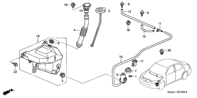 2004 Honda Civic Mouth, Washer Diagram for 76812-S5A-003
