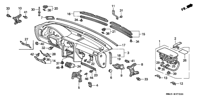 1993 Honda Accord Garnish, R. Side Defroster *NH89L* (PALMY GRAY) Diagram for 77476-SM4-A01ZB