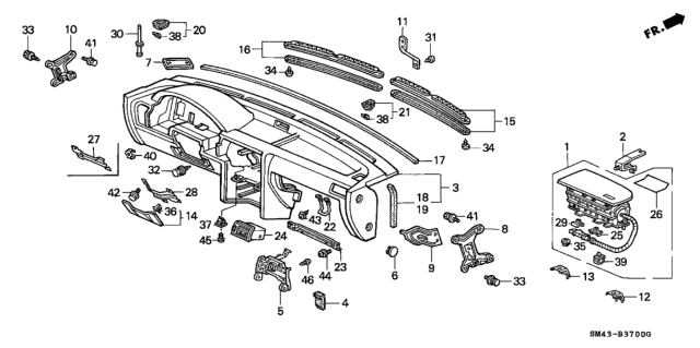 1993 Honda Accord Rivet, Sealed Diagram for 87520-SM4-003