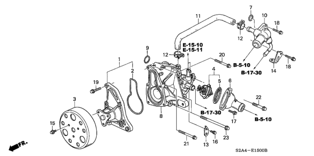 2005 Honda S2000 2 Door S2000 KA 6MT Water Pump Diagram