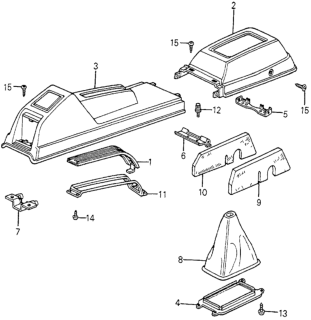 1983 Honda Accord Console, FR. *R31L* (PROPER RED) Diagram for 77701-SA5-000ZE